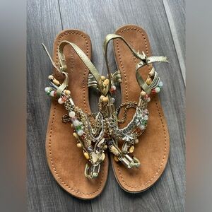 Zigisoho Gold Beaded Sandals